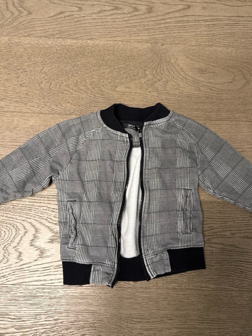 next Grey & Black Plaid Bomber Jacket
